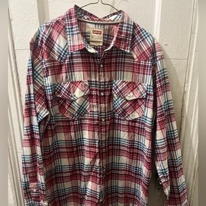 Levis pearl snap mens button down shirt Sz large